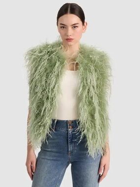 Alice and Olivia Sage Feathered Vest